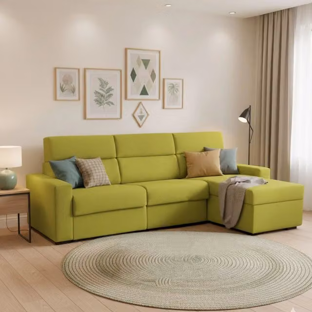 Divano Letto con Penisola L Made in Italy DMORA, Verde, L/P: 280 x 160 cm