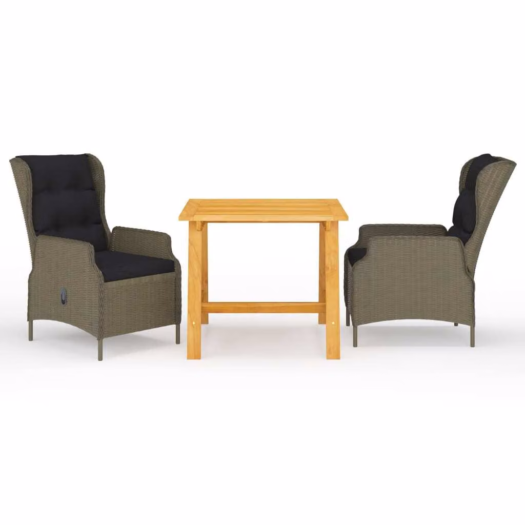 Maison Exclusive - Set da pranzo da giardino a 3 pezzi, marrone