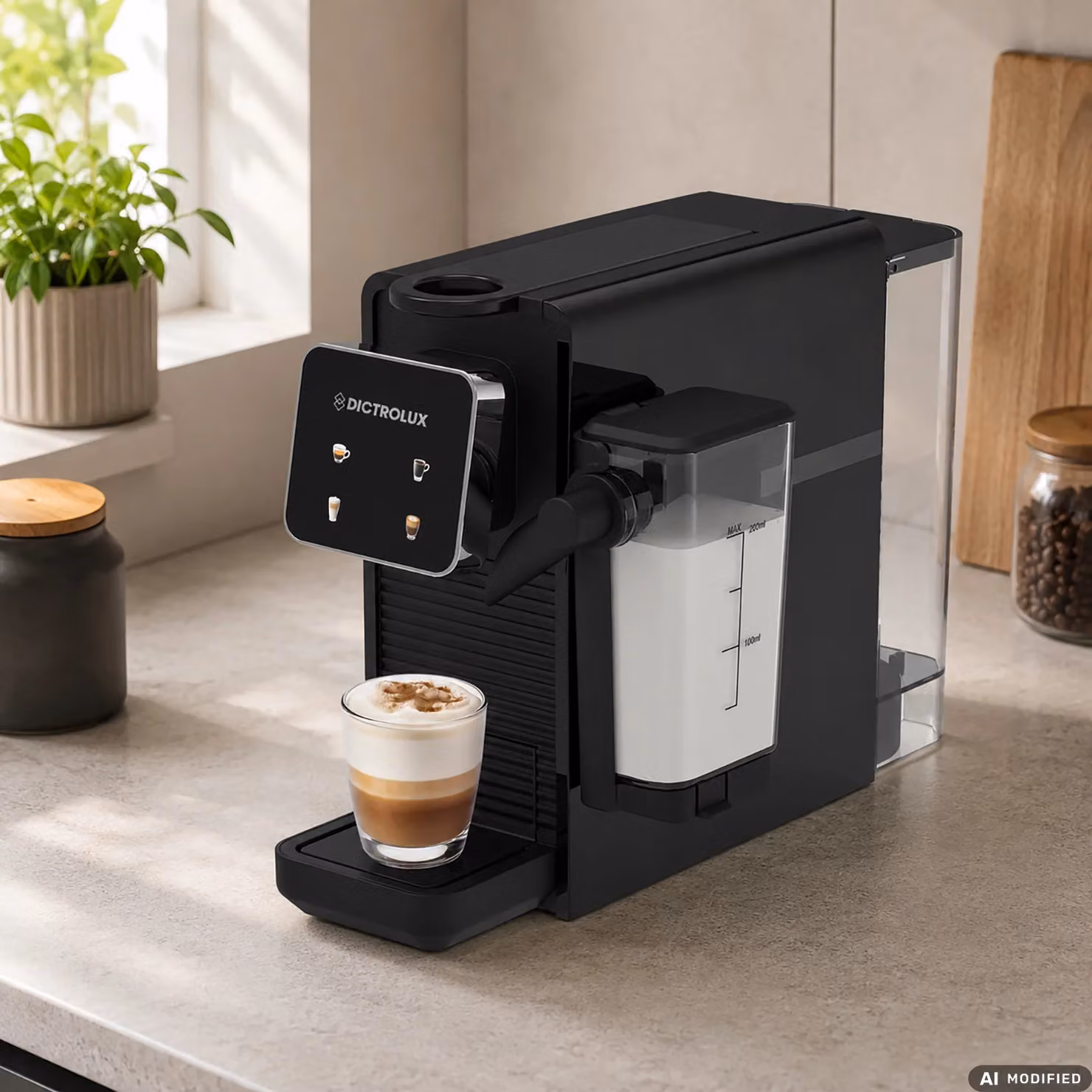 Macchina da Caffè Digitale DICTROLUX Express & Milk Black, 1400 Watt, Compatibile con Capsule Nespresso Original, con Display Touch e Sistema Milk Integrato – 2