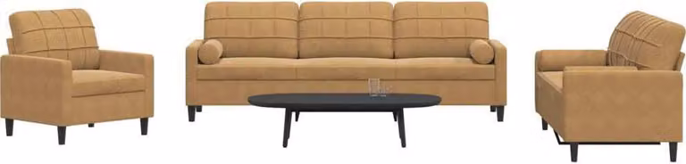 Maison Exclusive - Set divano 3 pezzi con cuscini e poggiatesta in velluto marrone