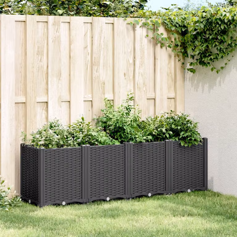 Fioriera da giardino vidaXL in plastica nera L: 160 cm, P: 40 cm, H: 53 cm