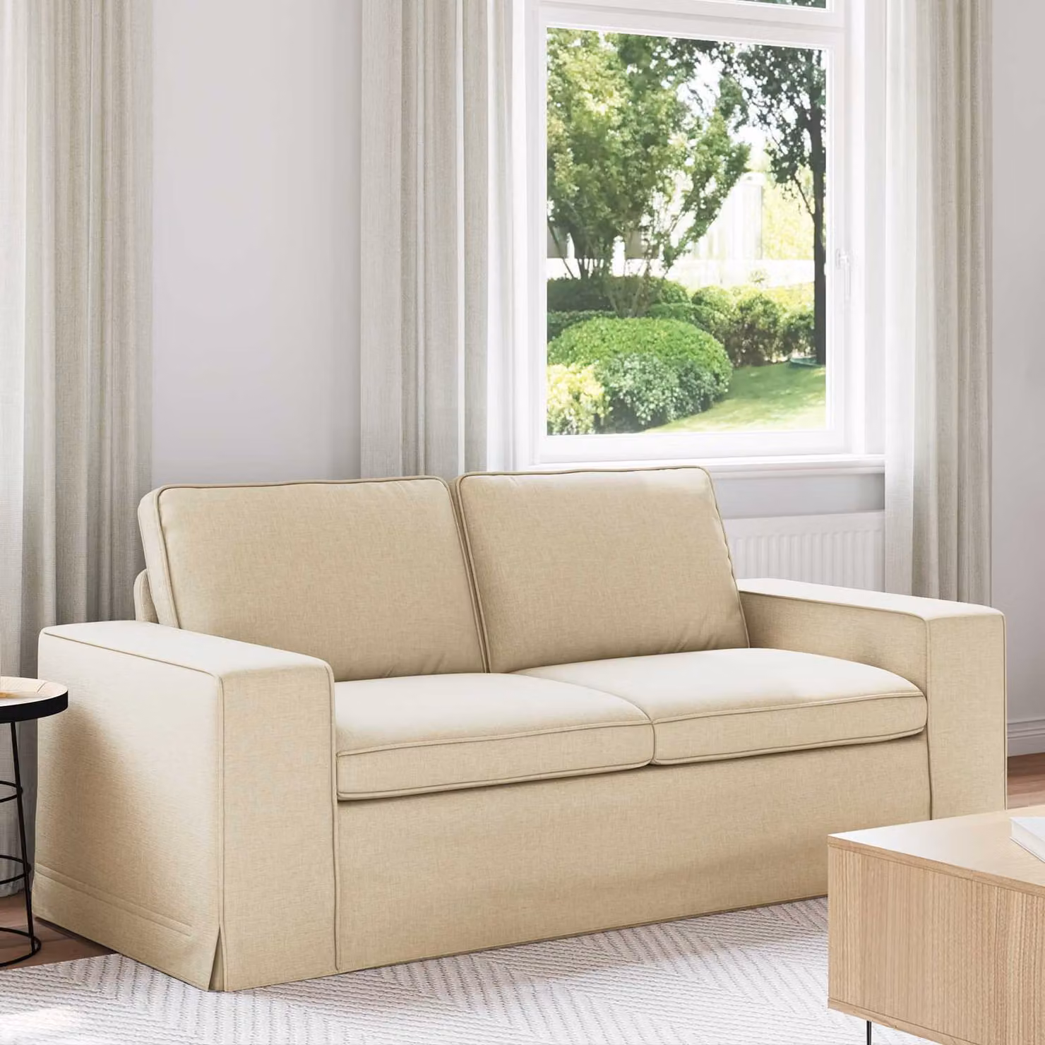 vidaXL Divano Moderno in Tessuto Beige con Struttura in Metallo L: 182 cm, P: 80 cm, H: 82 cm – 1