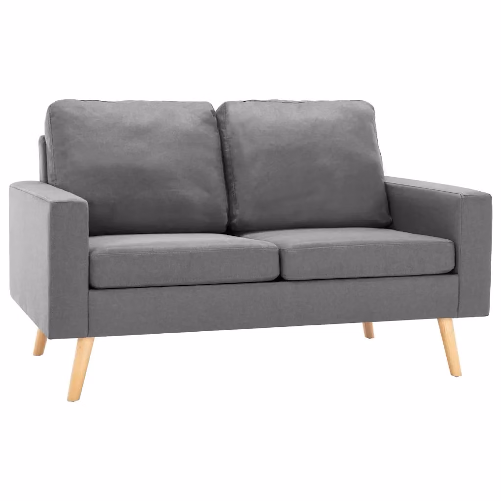 Divano a 2 posti moderno vidaXL in tessuto grigio con struttura in legno massello e cuscini inclusi L: 130 cm, P: 76 cm, H: 82,5 cm – 2