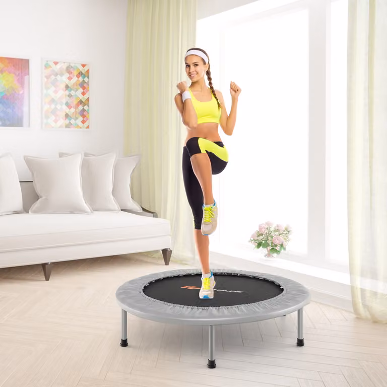 Costway Mini Trampolino Pieghevole per Bambini Argento con Carico Massimo 150kg