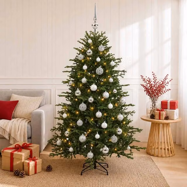 Albero di Natale artificiale con palline 150 cm 150 LED 3465978