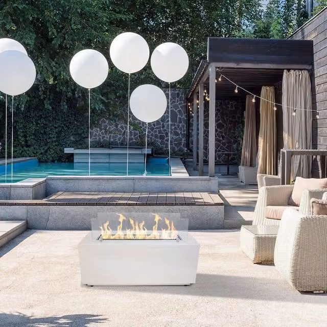 Camino a bioetanolo Arena, Caminetto, Focolare senza fumo, Riscaldatore ad etanolo, Made in Italy, 40x100 h40 cm, Bianco