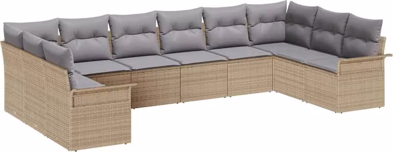 Set Divano da Giardino 10 pcs Beige polyrattan