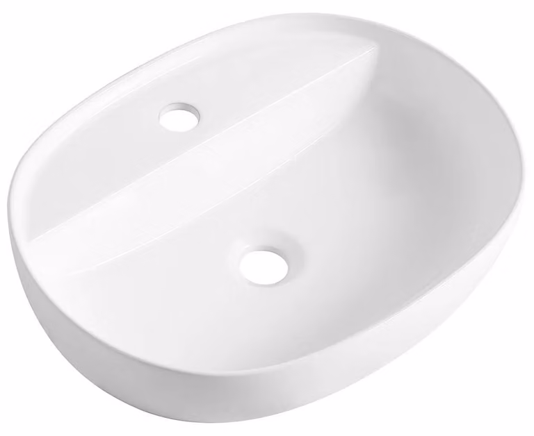 CERANO - Lavabo in Vetroceramica Ramona - da appoggio - bianco lucido - 50x39 cm