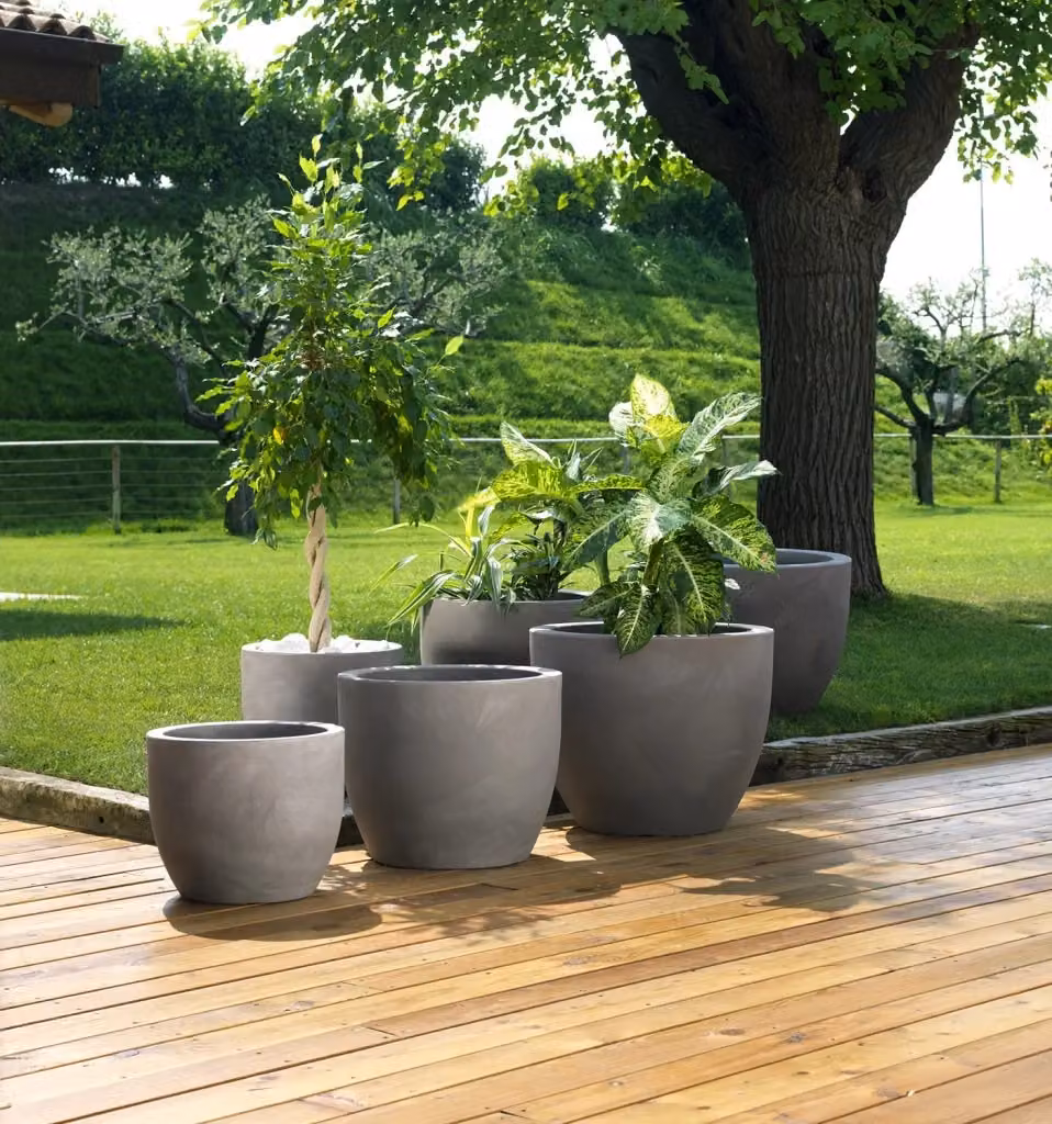 Vaso da giardino moderno Giordanoshop Ares 70 in resina beige Ø 70 cm – 2