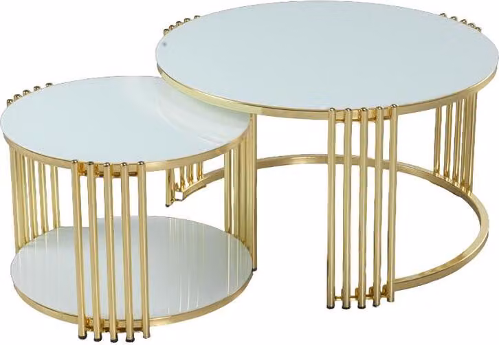 Couchtisch Weiß Luxus Design Metall Elegantes Möbel Wohnzimmer Couchtische Rund