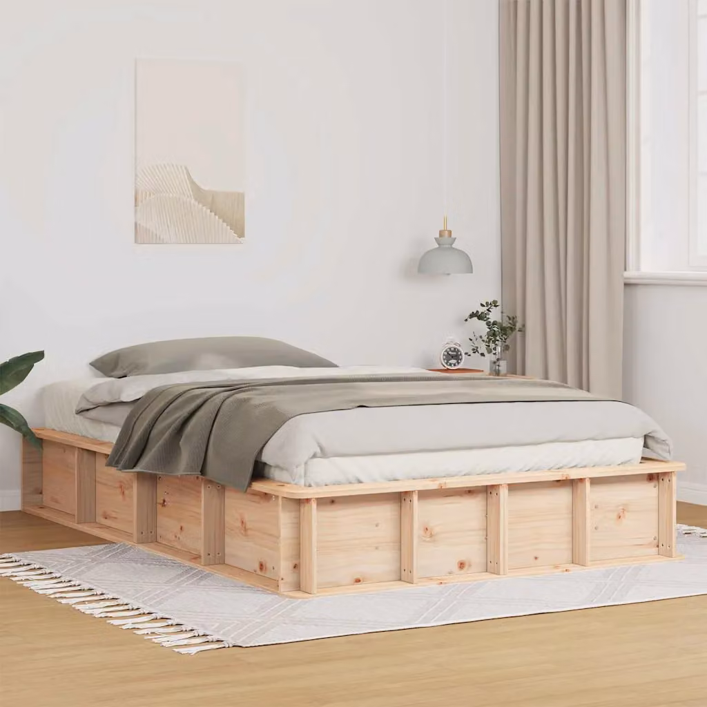 Struttura del letto moderna in pino massello marrone vidaXL L/P: 120 x 200 cm – 1