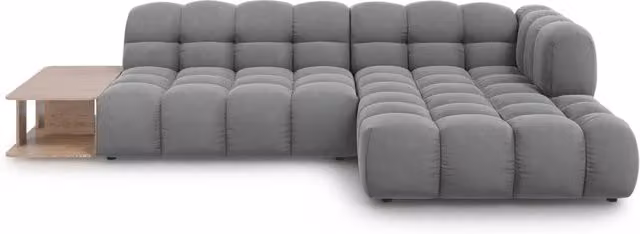 Divano angolare modulare Sky di Cosmopolitan Design, modello a 4 posti con orientamento destro, rivestito in velluto grigio, L/P/H: 297 x 132 x 75 cm