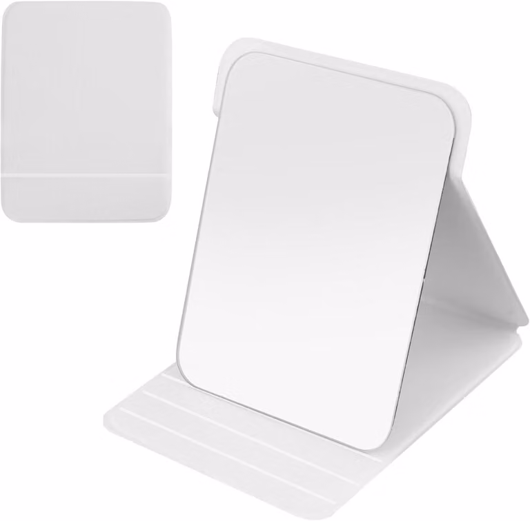 Specchio da viaggio pieghevole, con vetro HD, dimensioni 20,5 x 15,5 cm, portatile, ideale per l'uso domestico