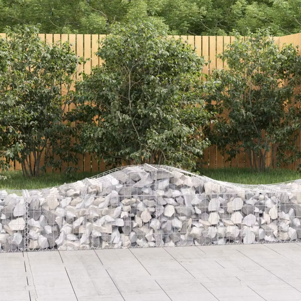 Set di 6 cesti gabbioni ad arco vidaXL in acciaio zincato grigio, L 200 cm x P 50 cm x H 40/60 cm
