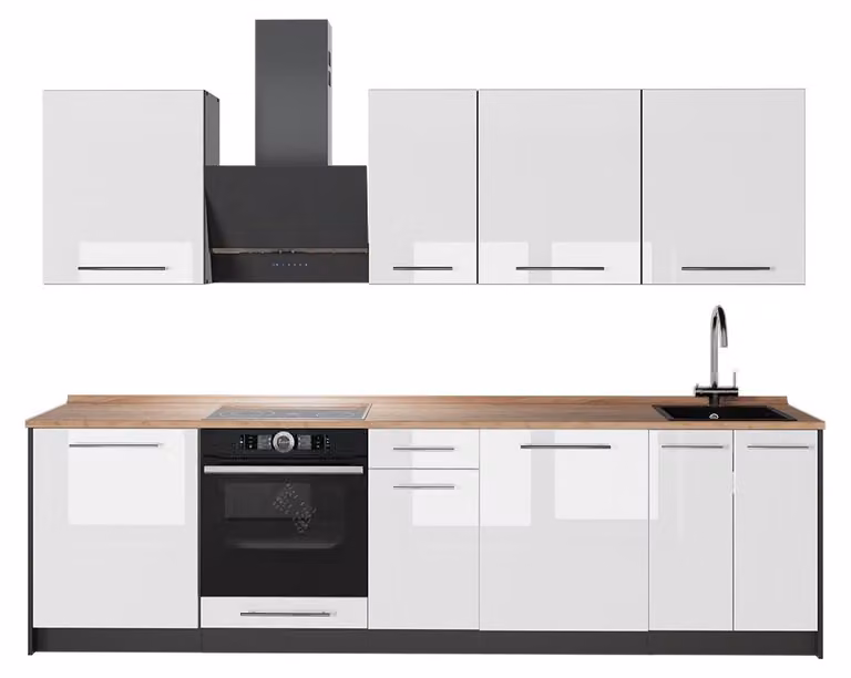 Cucina componibile Vicco Fame-Line Bianco lucido/Antracite 280 cm, PL Rovere, Model 64177