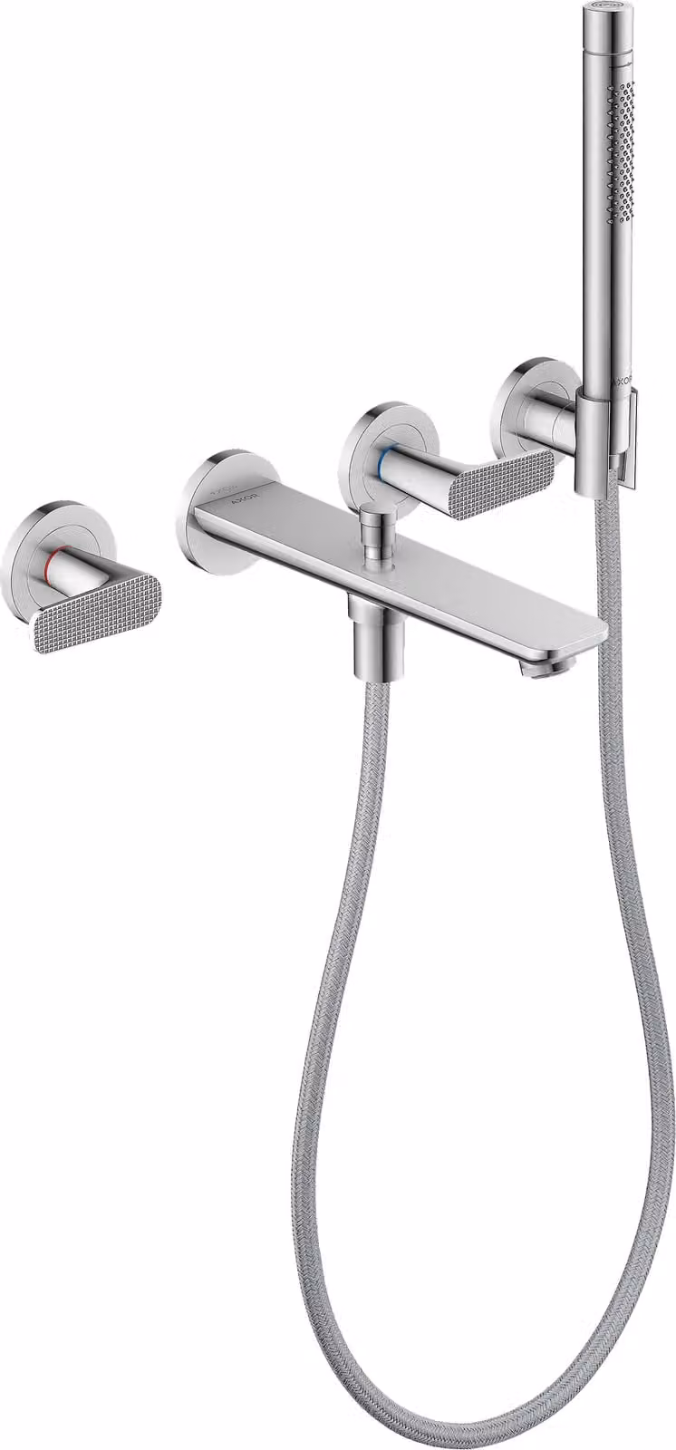 hansgrohe AXOR Citterio C Robinetterie de baignoire 3 trous encastrée pour montage mural, avec douchette à main, Cubic cut, 49481000, 49481000