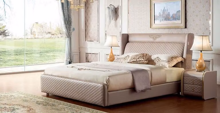 Bett Polster Design Luxus Doppel Hotel Betten Schlaf Zimmer Leder Modern