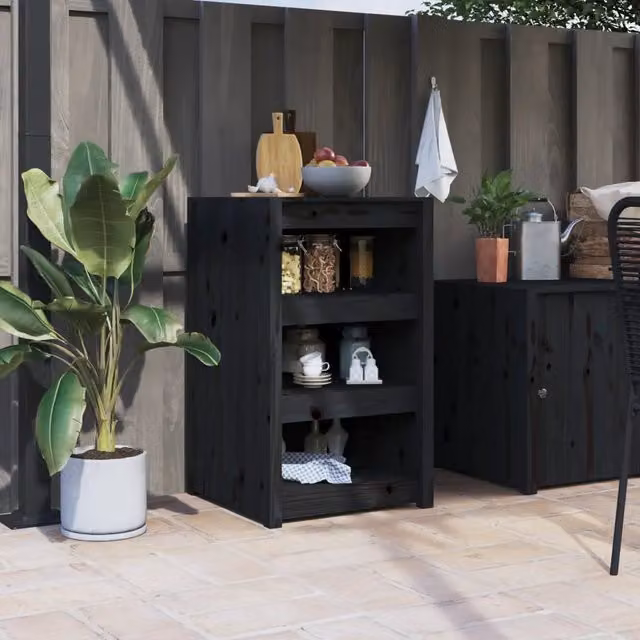 Mobile da Cucina da Esterno VIDAXL in Legno di Pino Nero L/P/H: 55 x 55 x 92 cm