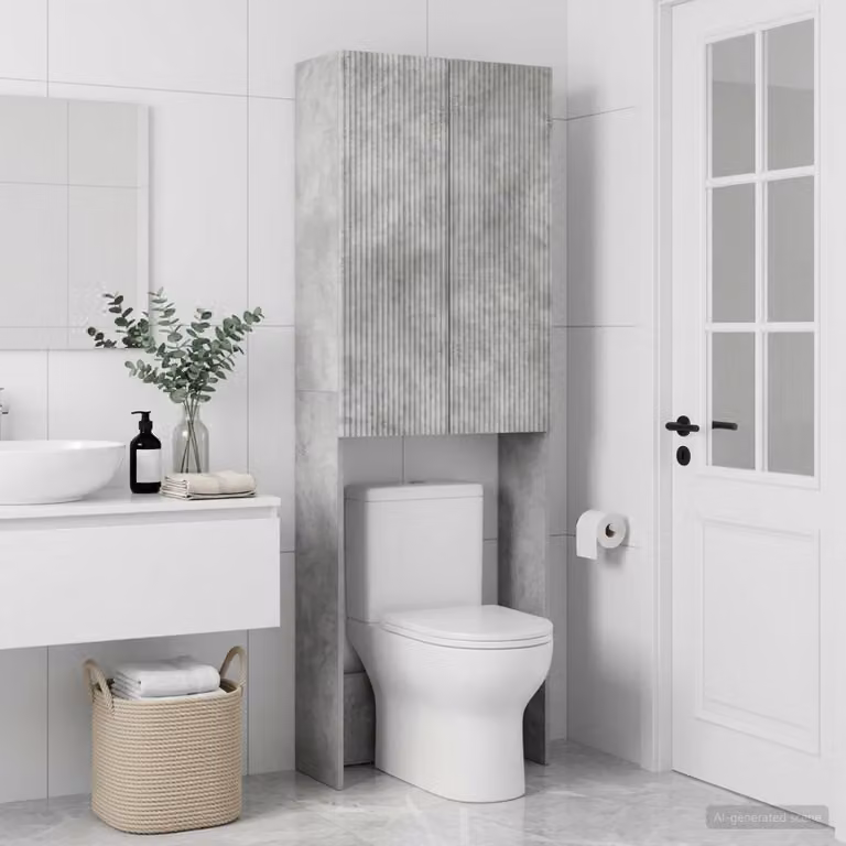 Mobiletto da bagno vidaXL ARNHEM moderno in legno e MDF grigio cemento L: 66 cm, P: 25,5 cm, H: 190 cm