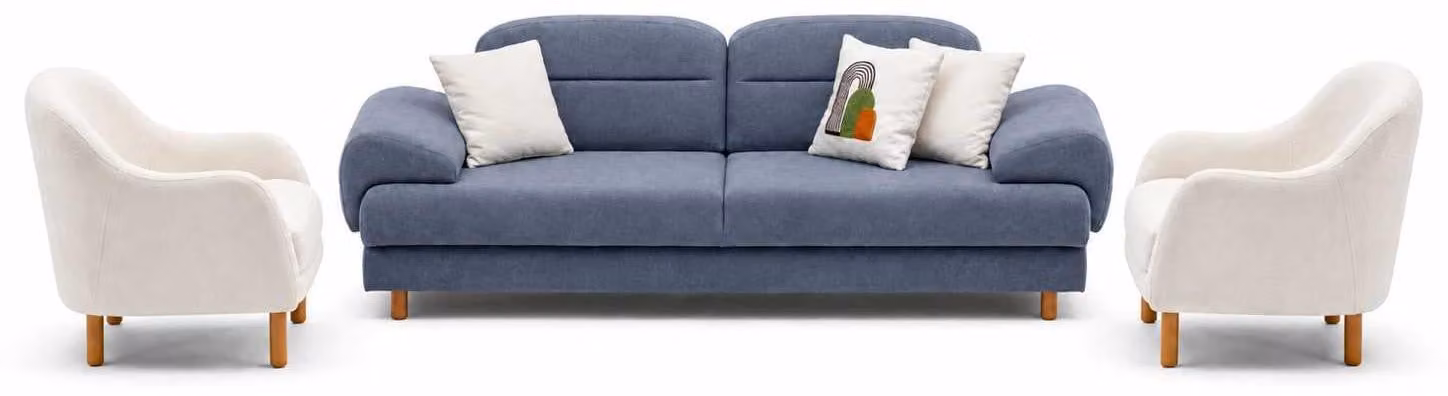 Divano componibile, set da salotto elegante, composto da: divano a 3 posti, divano a 3 posti e poltrona