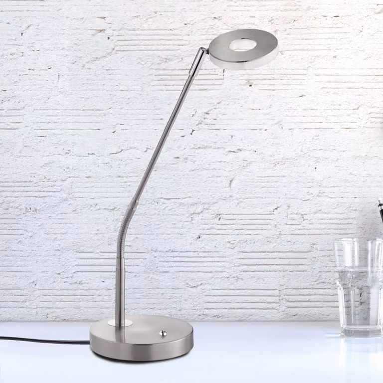 FISCHER & HONSEL Lampada da tavolo a LED Dent, dimmerabile, Alluminio / Grigio / Zincato, Soggiorno / Sala da pranzo, Metallo, Moderno, Lampada da tavolo LED