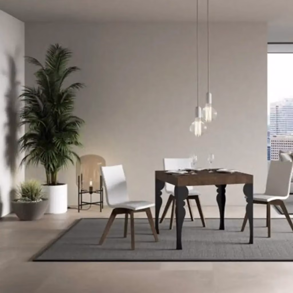Tavolo allungabile moderno Itamoby rettangolare in marrone e antracite L: 90-246 cm, P: 90 cm, H: 77 cm – 2