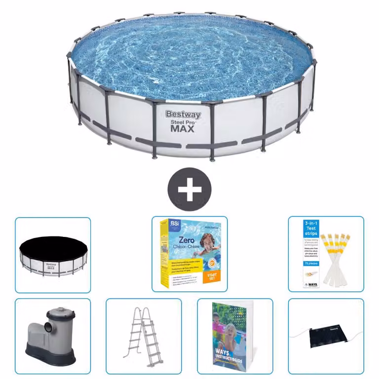 Piscina gonfiabile Bestway Steel Pro MAX, rotonda, 549x122 cm, composta da 6 parti, modello S582