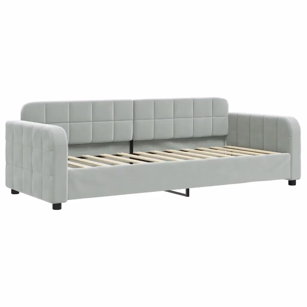Letto moderno vidaXL con struttura imbottita in metallo e legno, colore grigio – 2