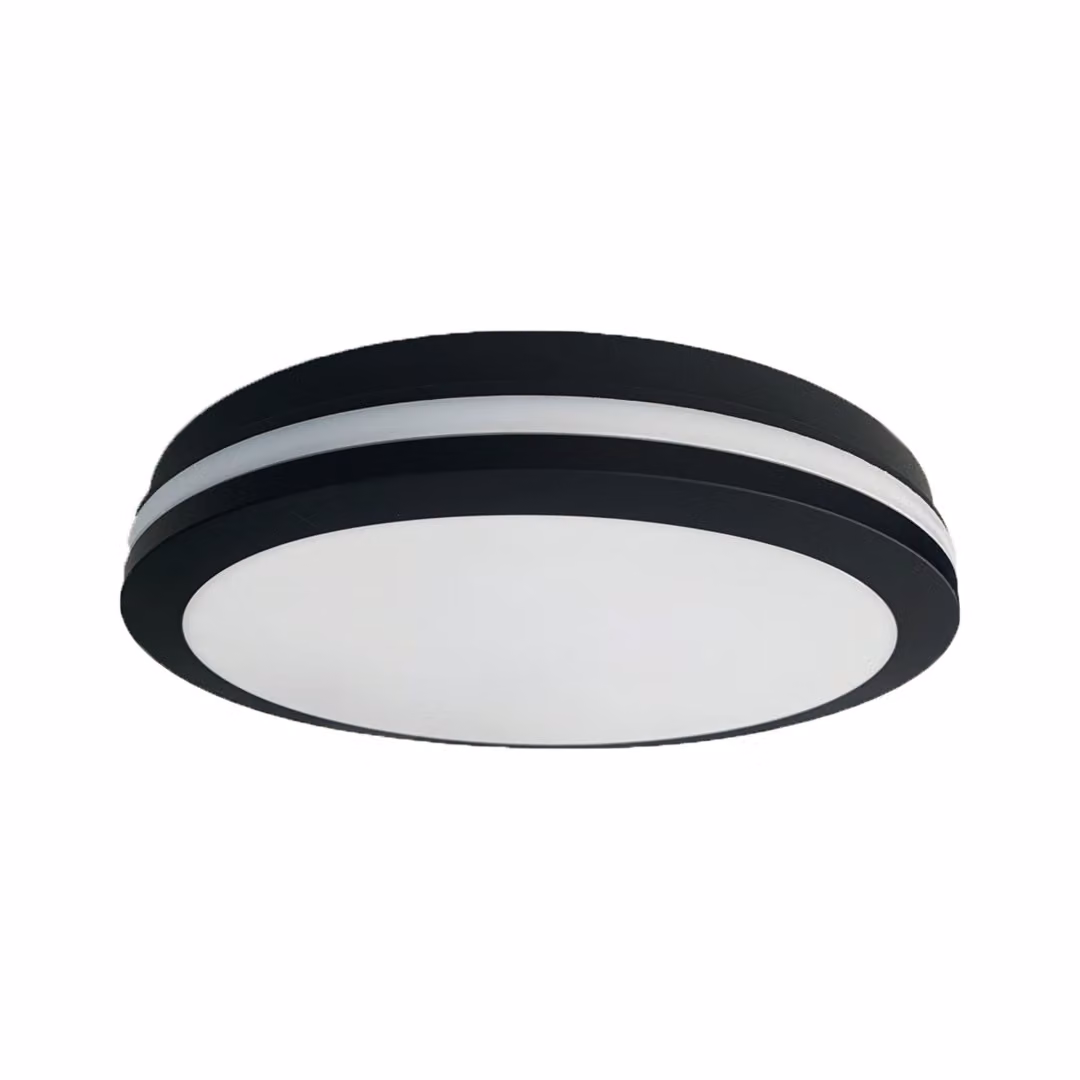 Plafoniera LED rotonda Marlon bianco e nero 18W, luce bianca neutra 2400 lm, plastica, dimensioni: 5,2 x 22 x 22 cm, IP54, Eko-Light