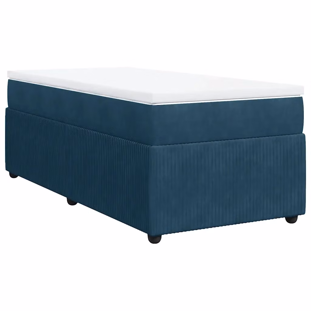 Letto con Giroletto a Molle e Materasso Ibrido vidaXL in Velluto Blu, L/P/H: 90 x 190 cm – 2