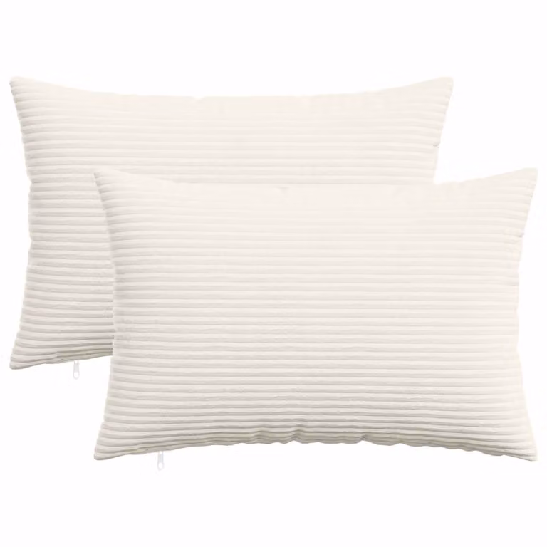 Set di 2 federe vidaXL HEERLEN in velluto a coste color crema, L 60 cm x P 40 cm