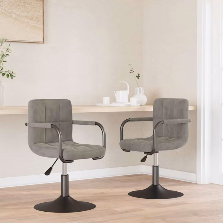 Set di 2 sedie da pranzo girevoli vidaXL in velluto grigio chiaro con design moderno