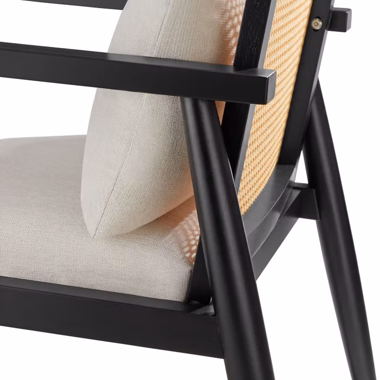 Poltrona da salotto TecTake GmbH con struttura in legno massiccio e braccioli, bianco e nero
