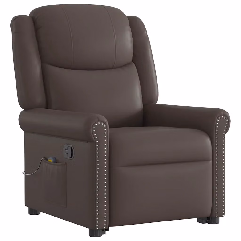 Poltrona Alzapersona Reclinabile con Assistenza Elettrica vidaXL in Similpelle Marrone con Braccioli e Imbottitura in Schiuma – 2