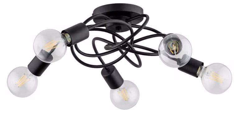 Lampada da soffitto MAXIS nera 5xE27x15W in metallo, dimensioni: 20x51x51 cm, IP20, Alfa