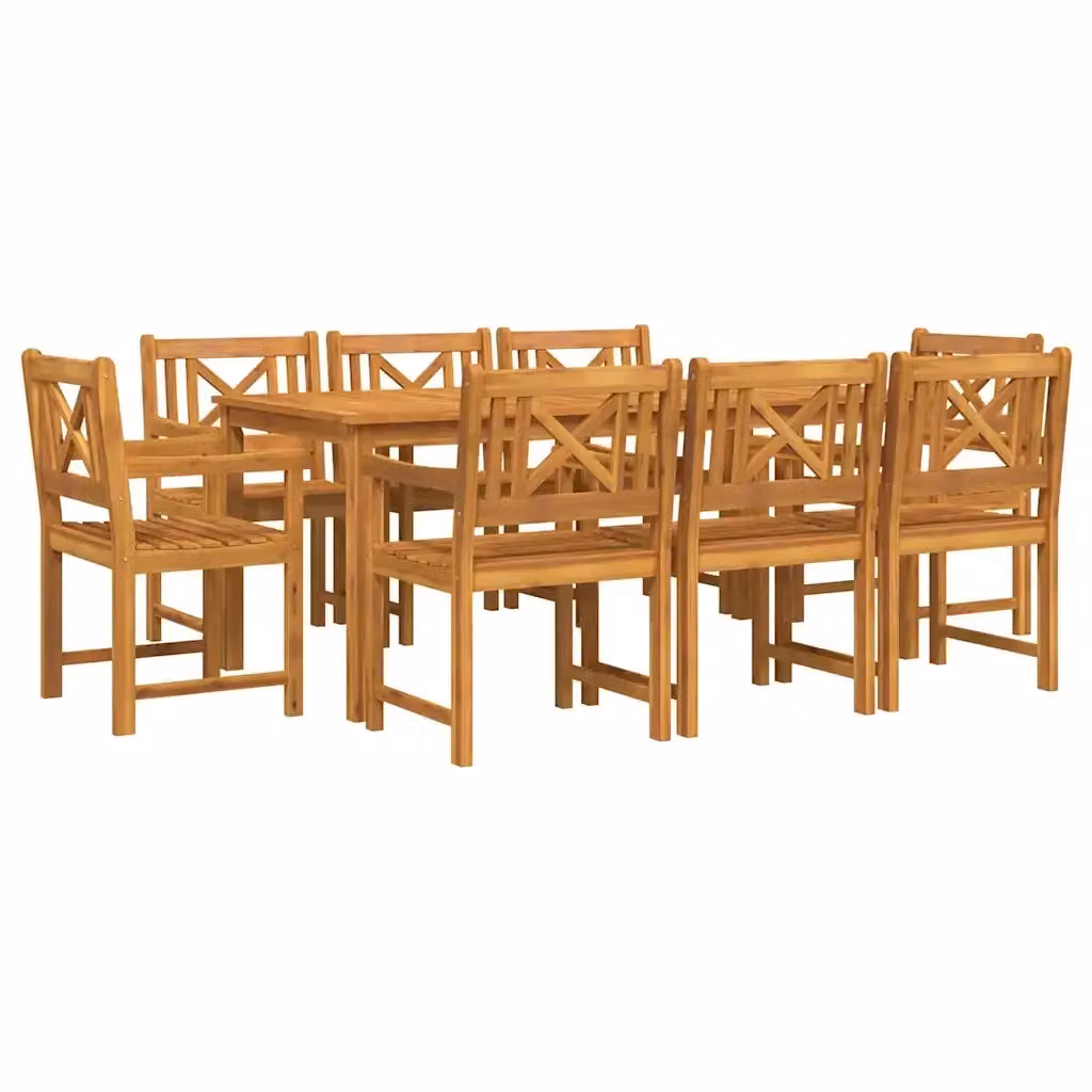 Set da pranzo per giardino vidaXL in legno di acacia marrone, 9 pezzi per 8 persone – 2