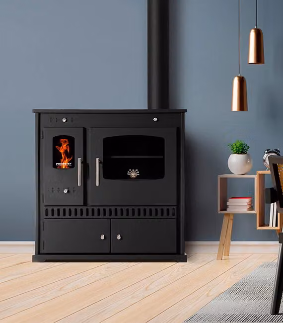 Cucina a legna Prometey Perfect Eco – 7 kW, con piastra in ghisa
