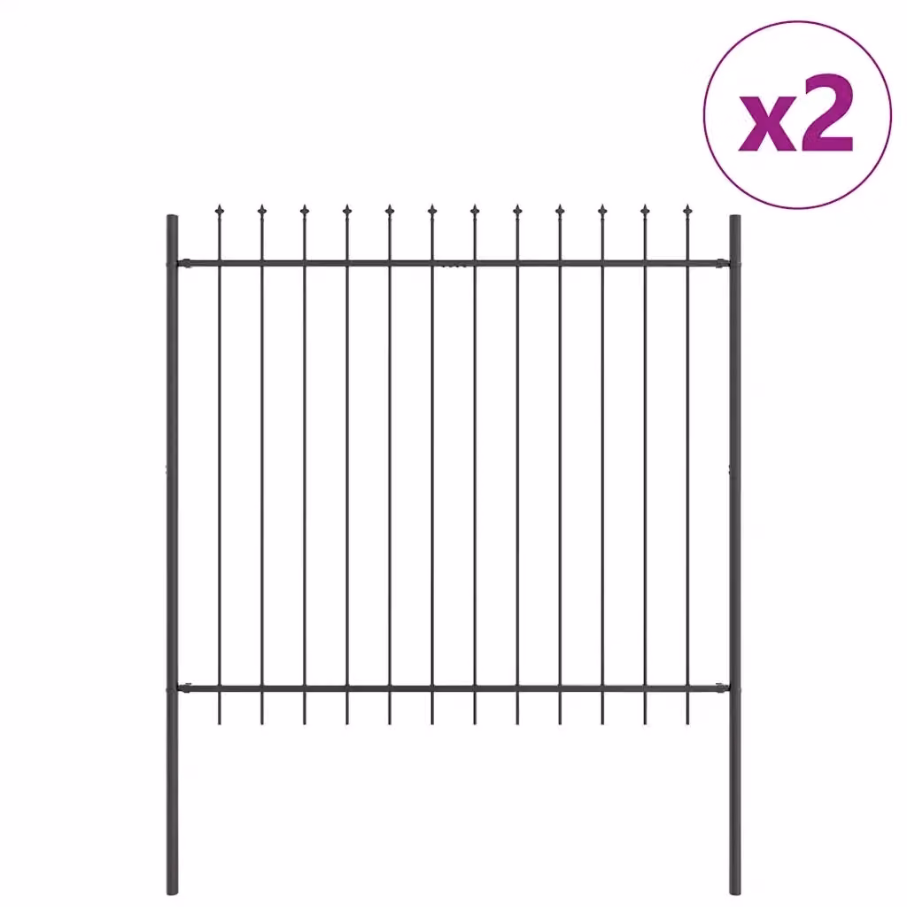 Recinzione per Giardino Videx in Acciaio Verniciato a Polvere Grigio L: 3,4 m, H: 2,0 m, 2 Pezzi – 2