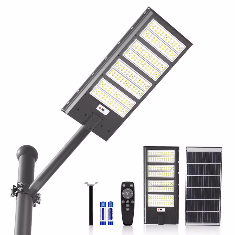 Lampada solare a LED da strada 2000W con sensore di movimento, IP67 impermeabile, lampada solare da giardino per cortile, garage, parcheggio, montaggio a parete