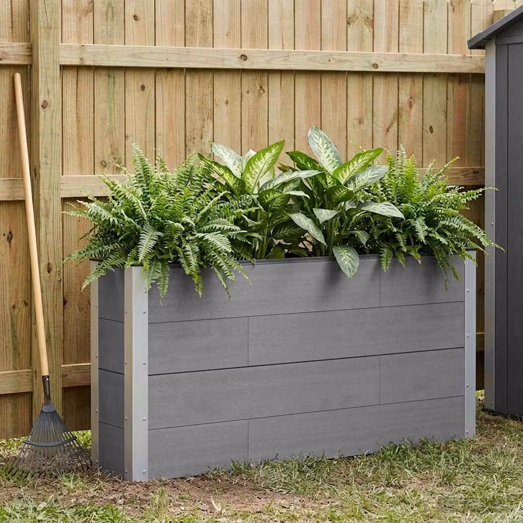 Letto rialzato da giardino vidaXL in WPC e alluminio, Grigio, L: 150 cm, P: 30 cm, H: 72 cm