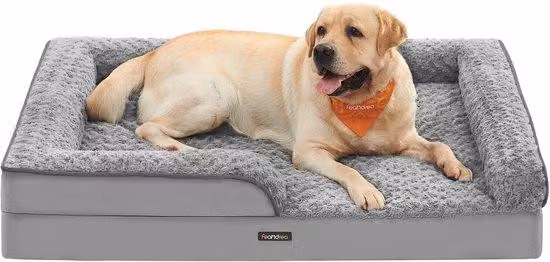 Cuccia ortopedica per cani, impermeabile, 106x81x18 cm, grigia, rivestimento in peluche