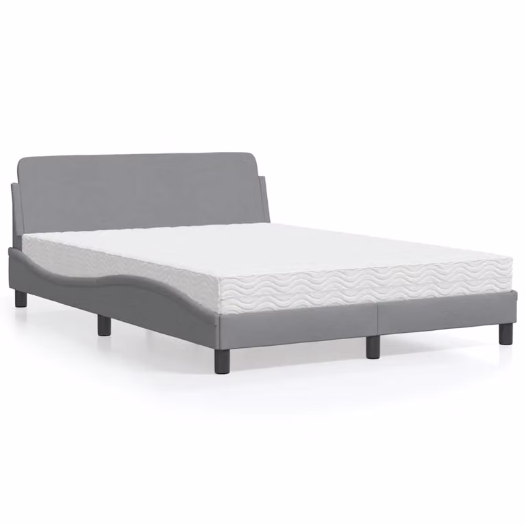 Letto con Materasso Dover vidaXL in Tessuto Grigio Chiaro e Bianco L/P/H: 140 x 190 cm