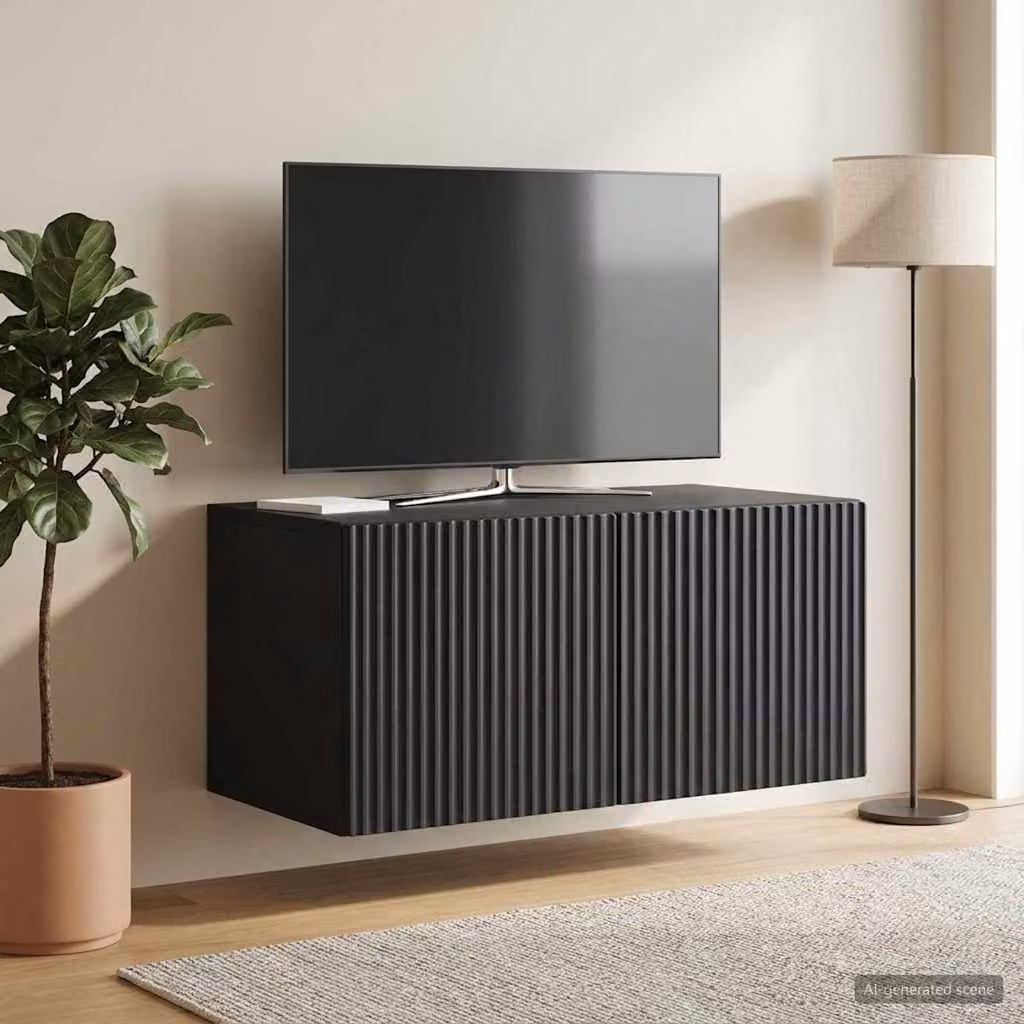 vidaXL Mobile Porta TV da Muro Moderno in MDF Nero L: 59,5 cm, P: 41 cm, H: 30 cm