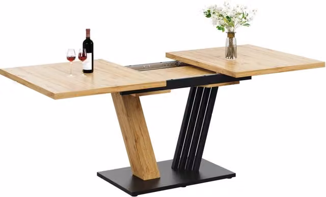 Tavolo da pranzo allungabile 120/160 x 80 x 76 cm in MDF e metallo effetto legno
