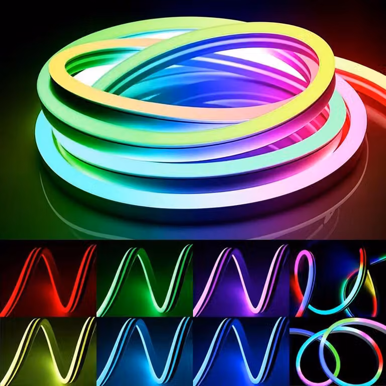 Strisce LED Neon RGBIC - 12 V DC, 5 metri - WiFi - Telecomando - Sincronizzazione musicale - Impermeabili - Flessibili