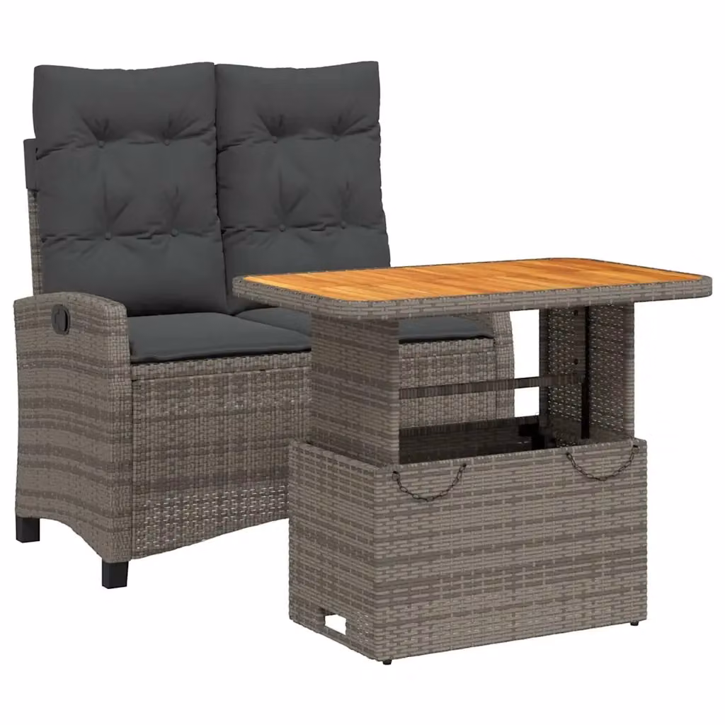 Tavolo da giardino moderno in legno di acacia oliato vidaXL, colore marrone e grigio, regolabile in altezza – 2