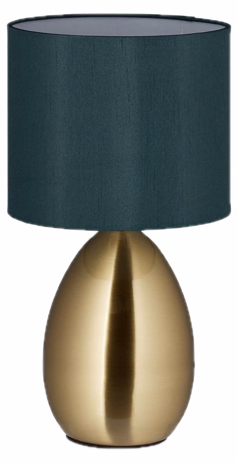 Lampada da comodino Relaxdays con comando touch, lampada da tavolo moderna, A x P: 34 x 18 cm, E14, lampada da tavolo con paralume in tessuto, oro/verde scuro