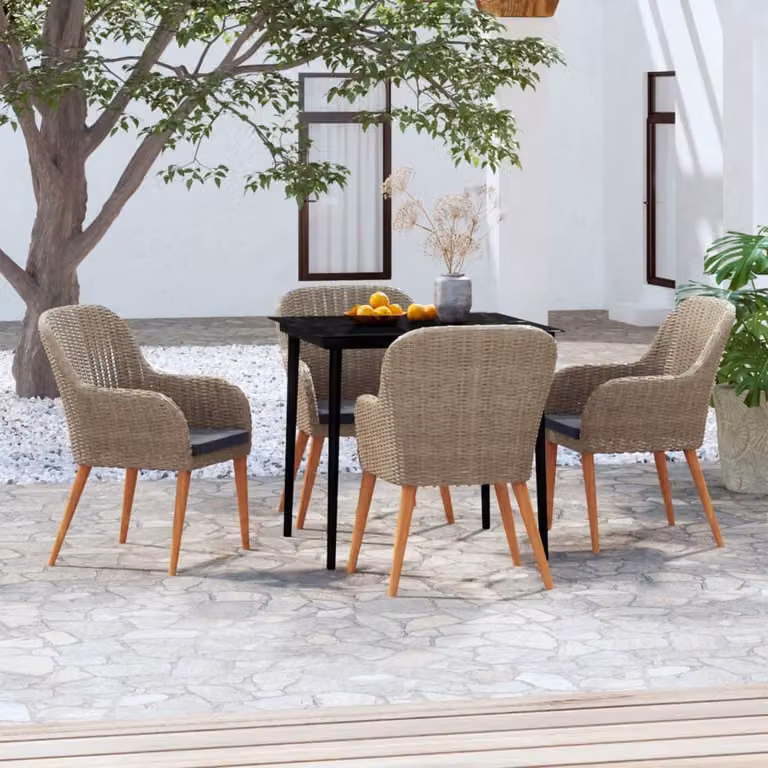 Maison Exclusive - Set da pranzo da giardino a 5 pezzi con cuscini marroni