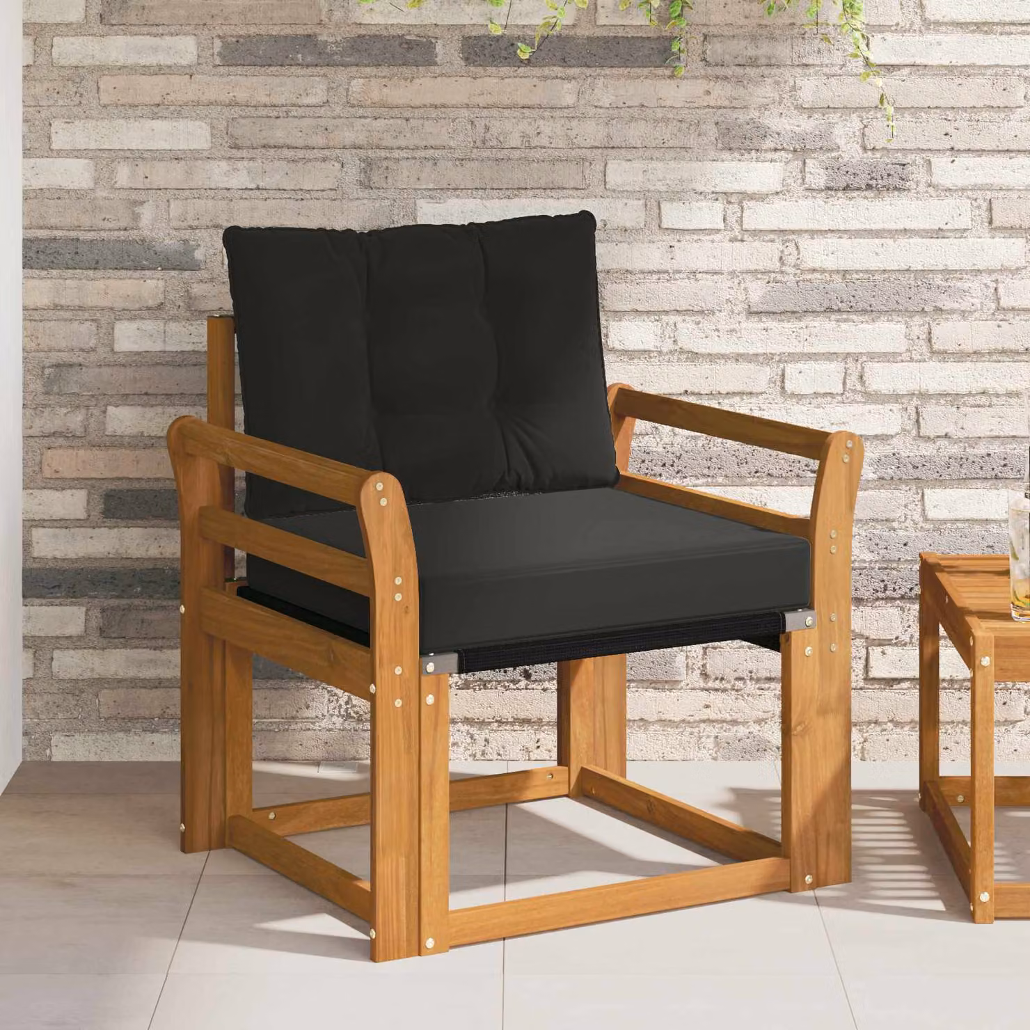 Set di 2 Divani da Esterno vidaXL in Legno di Acacia Massello Naturale con Cuscini in Schiuma