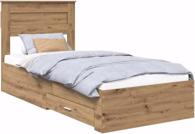 Letto singolo | Letto per adulti | Struttura del letto Rovere artigianale 100 x 200 cm